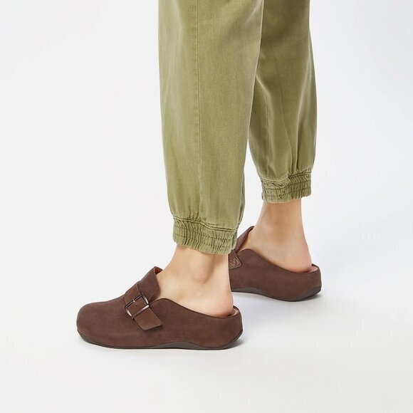 Fitflop NEW SHUV Buckle-Strap Leather Clogs Women's Size 9 in Brown Mix - Picture 1 of 13